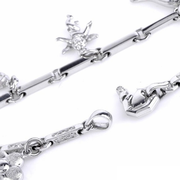 BARAKA Diamond 18K Gold Charm Link Bracelet Size 7 - Picture 5 of 6